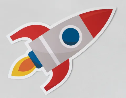 illustration of red, white, and blue rocket