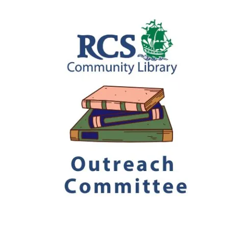 Library Logo, Stack of Books, Outreach Committee
