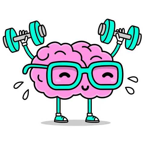 lilac colored brain lifting aqua colored weights and training for health
