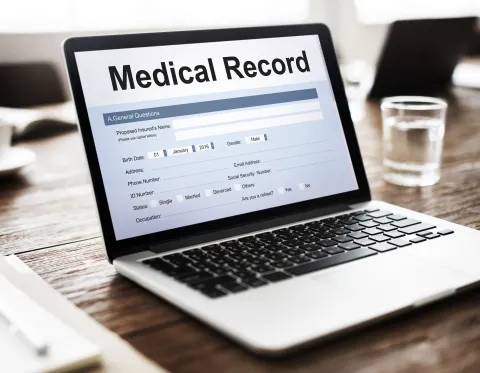 laptop with medical record 