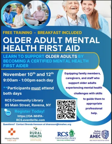 Older Adult Mental Health First Aid event flier