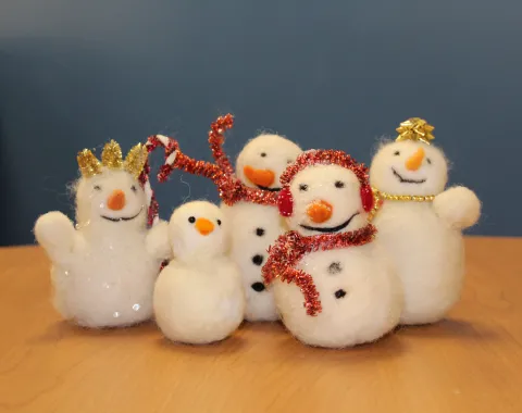 Needle felted snowmen