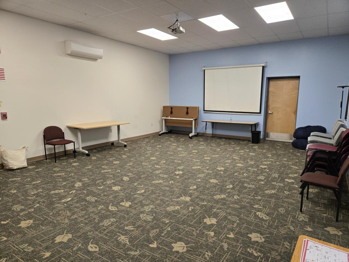 Community room has 4 tables with seating for 16. Maximum occupancy is 35.