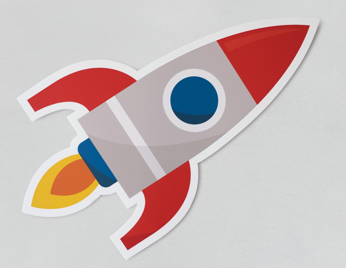 illustration of red, white, and blue rocket