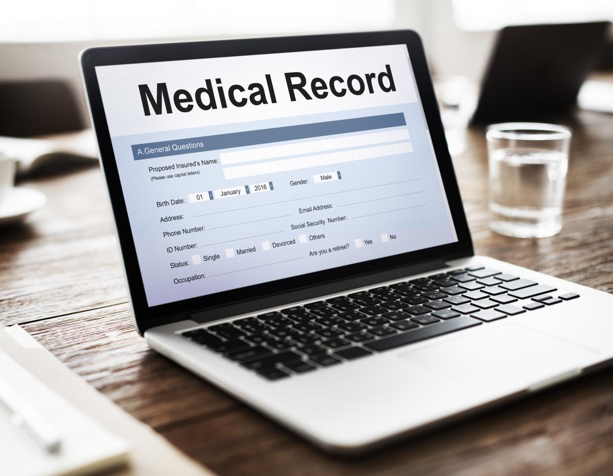laptop with medical record 